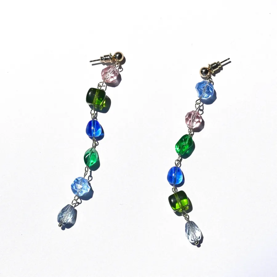 Vintage glass bead cascade earrings